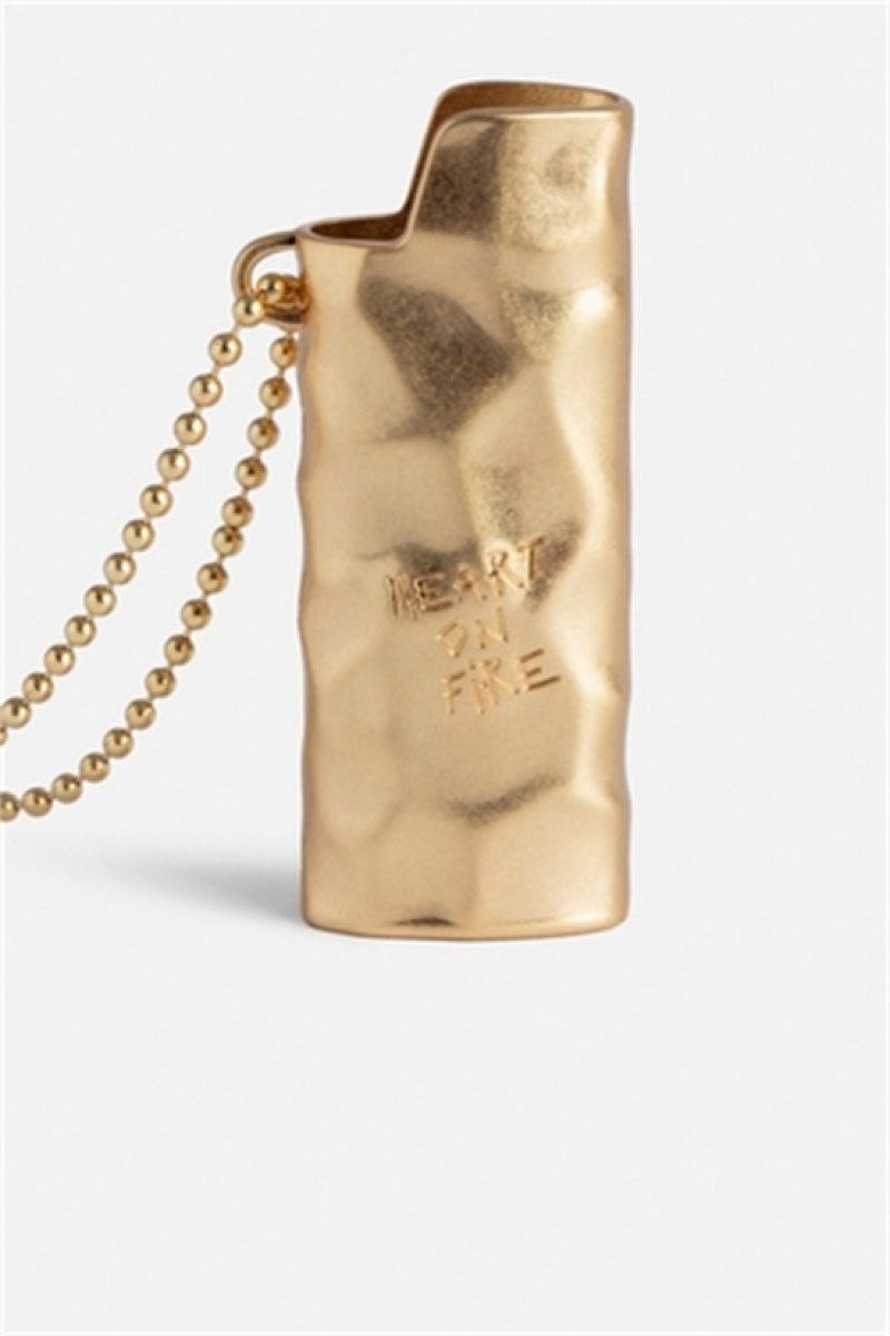 Zadig And Voltaire Heart On Fire Lighter Holder Old Gold | ZV-255799