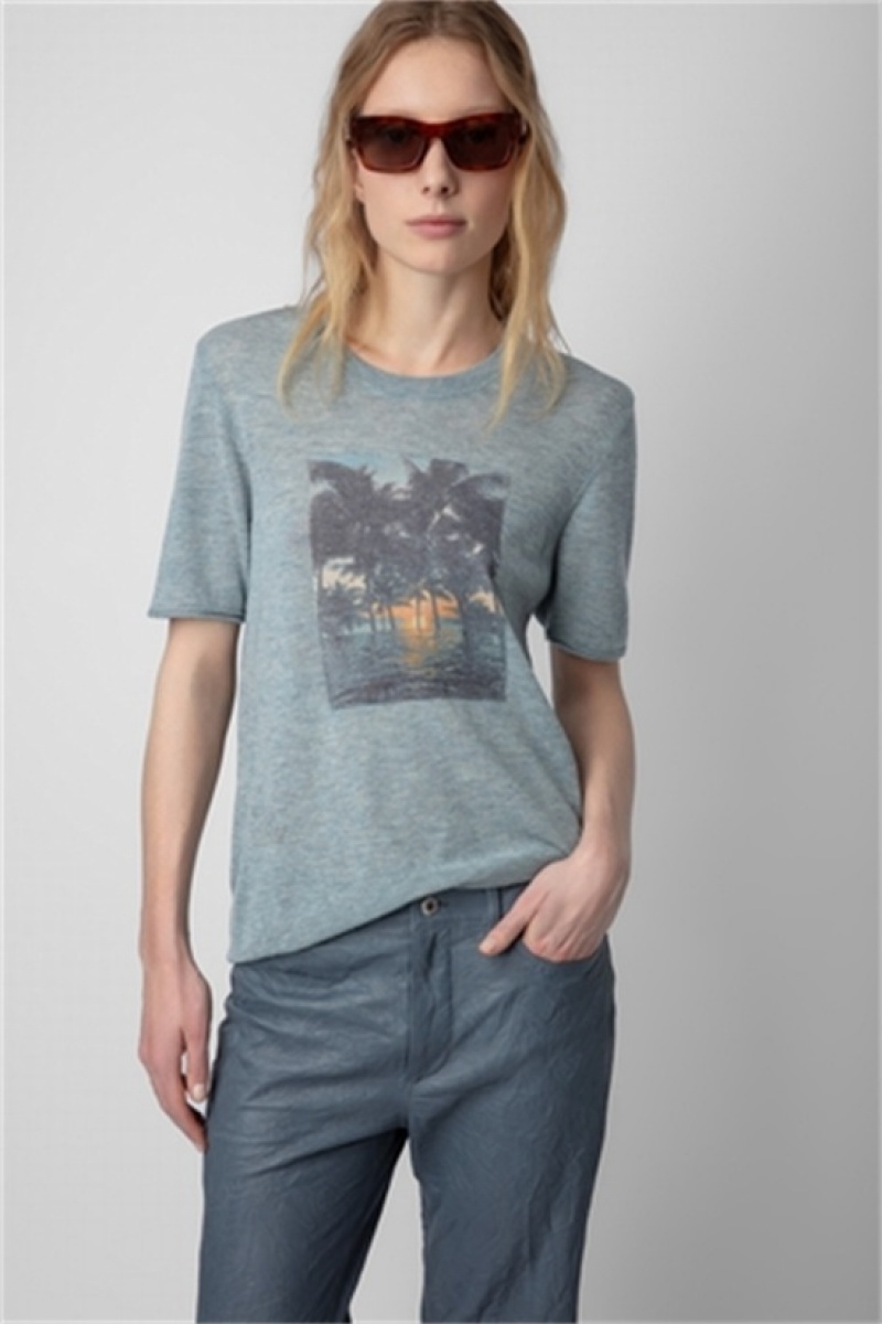 Zadig And Voltaire Ida Photoprint Cashmere Jumper Cloud | ZV-256342