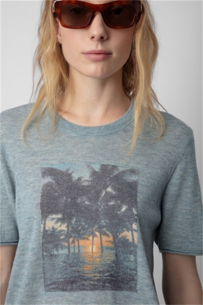 Zadig And Voltaire Ida Photoprint Cashmere Jumper Cloud | ZV-256342