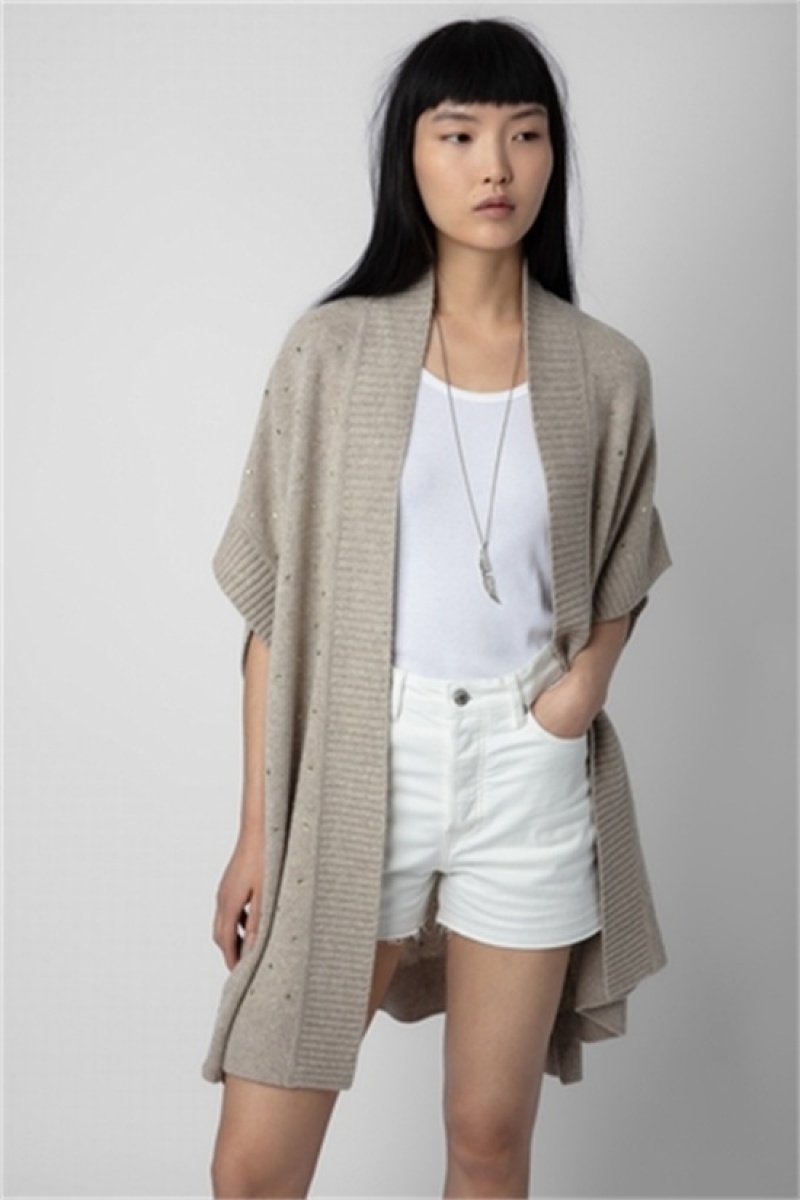 Zadig And Voltaire Indiany Cashmere Cardigan Light Beige | ZV-256432