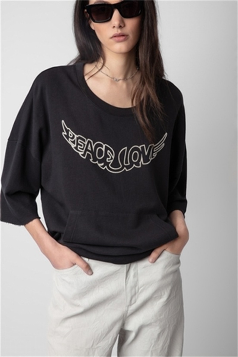 Zadig And Voltaire Kaly Love Wings Sweatshirt Carbone | ZV-256248