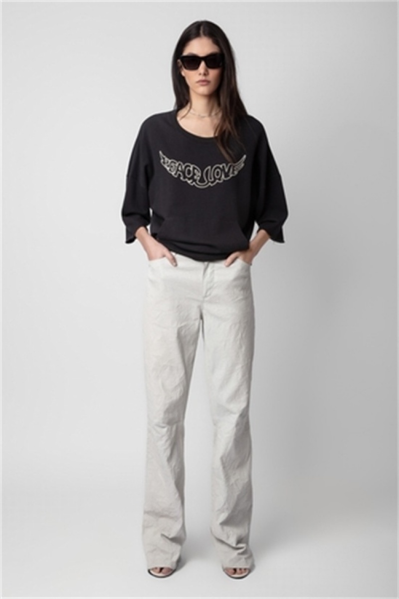 Zadig And Voltaire Kaly Love Wings Sweatshirt Carbone | ZV-256248