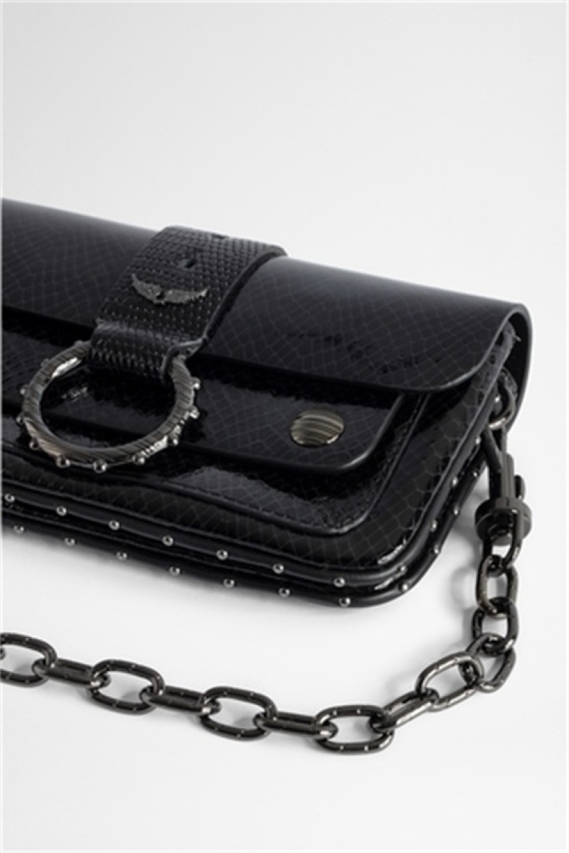 Zadig And Voltaire Kate Wallet Glossy Bag Black | ZV-256129