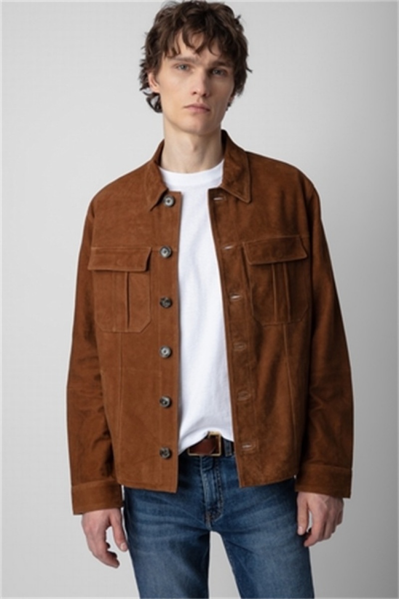 Zadig And Voltaire Kuba Suede Jacket Cognac | ZV-255752