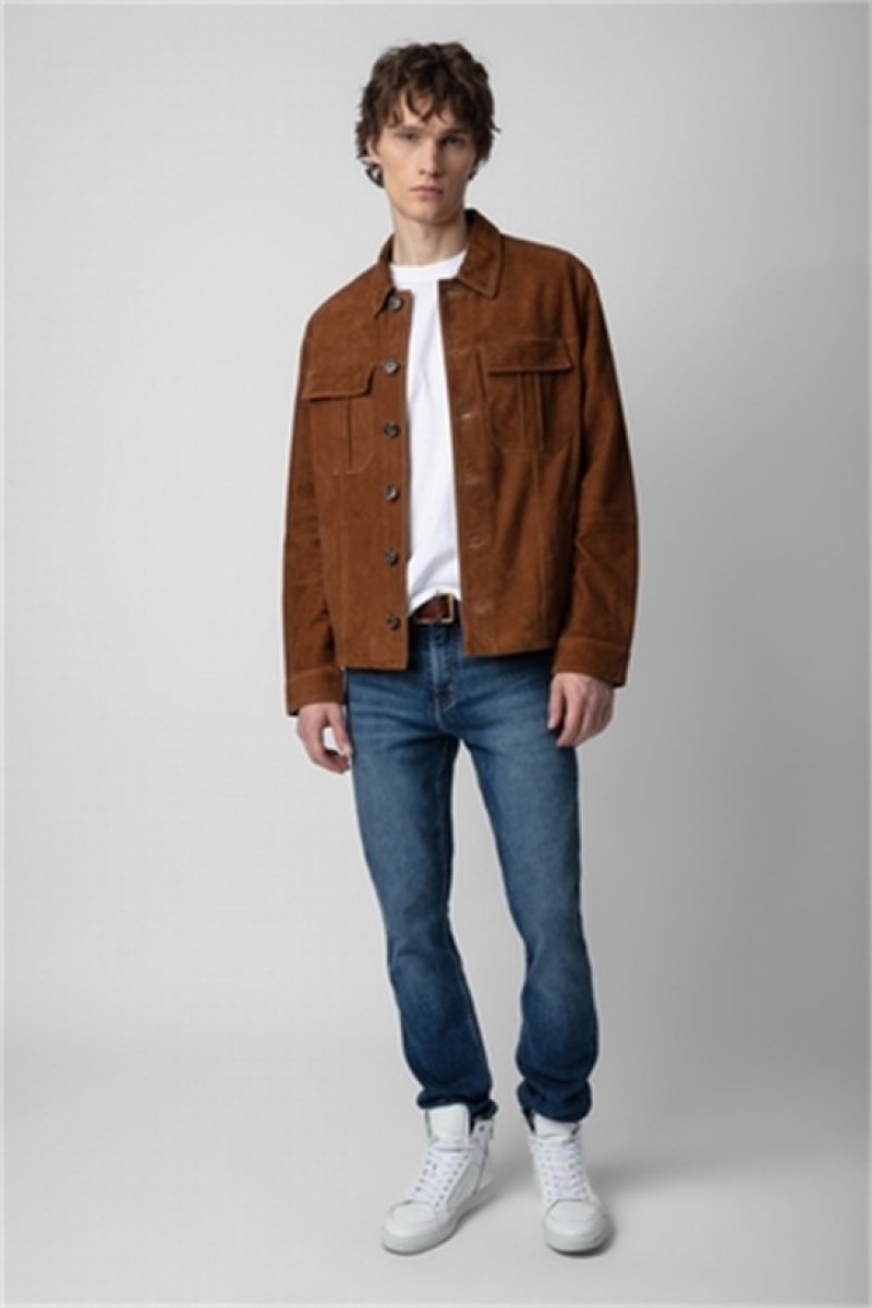 Zadig And Voltaire Kuba Suede Jacket Cognac | ZV-255752