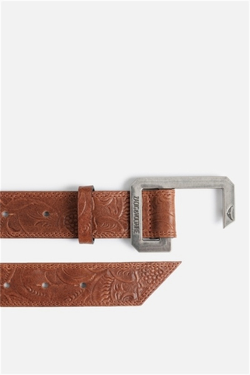 Zadig And Voltaire La Cecilia Embossed 35 Mm Belt Tawny | ZV-255829