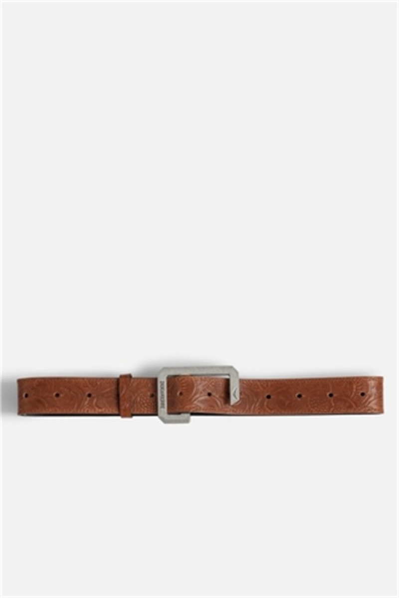 Zadig And Voltaire La Cecilia Embossed 35 Mm Belt Tawny | ZV-255829