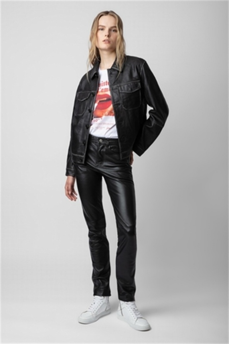 Zadig And Voltaire Lasso Leather Jacket Black | ZV-255757