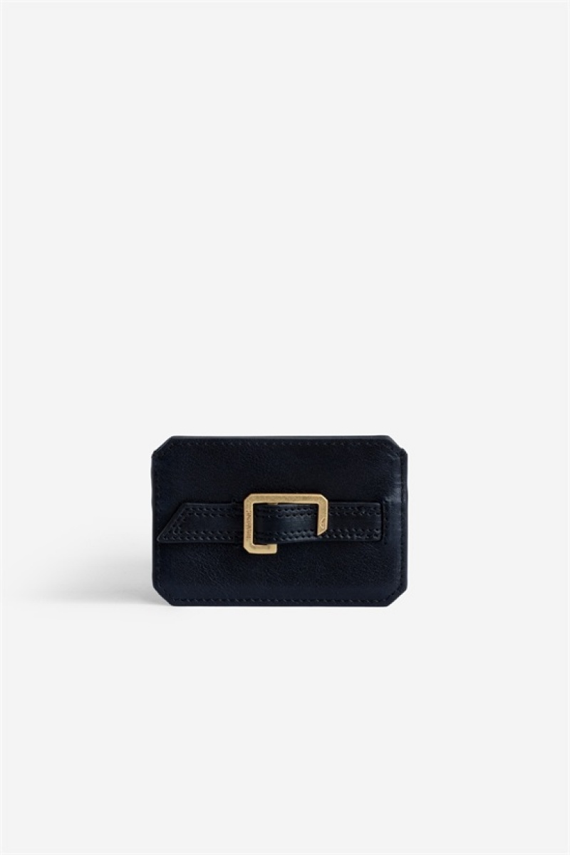 Zadig And Voltaire Le Cecilia Pass Card Holder Dark Blue | ZV-255940