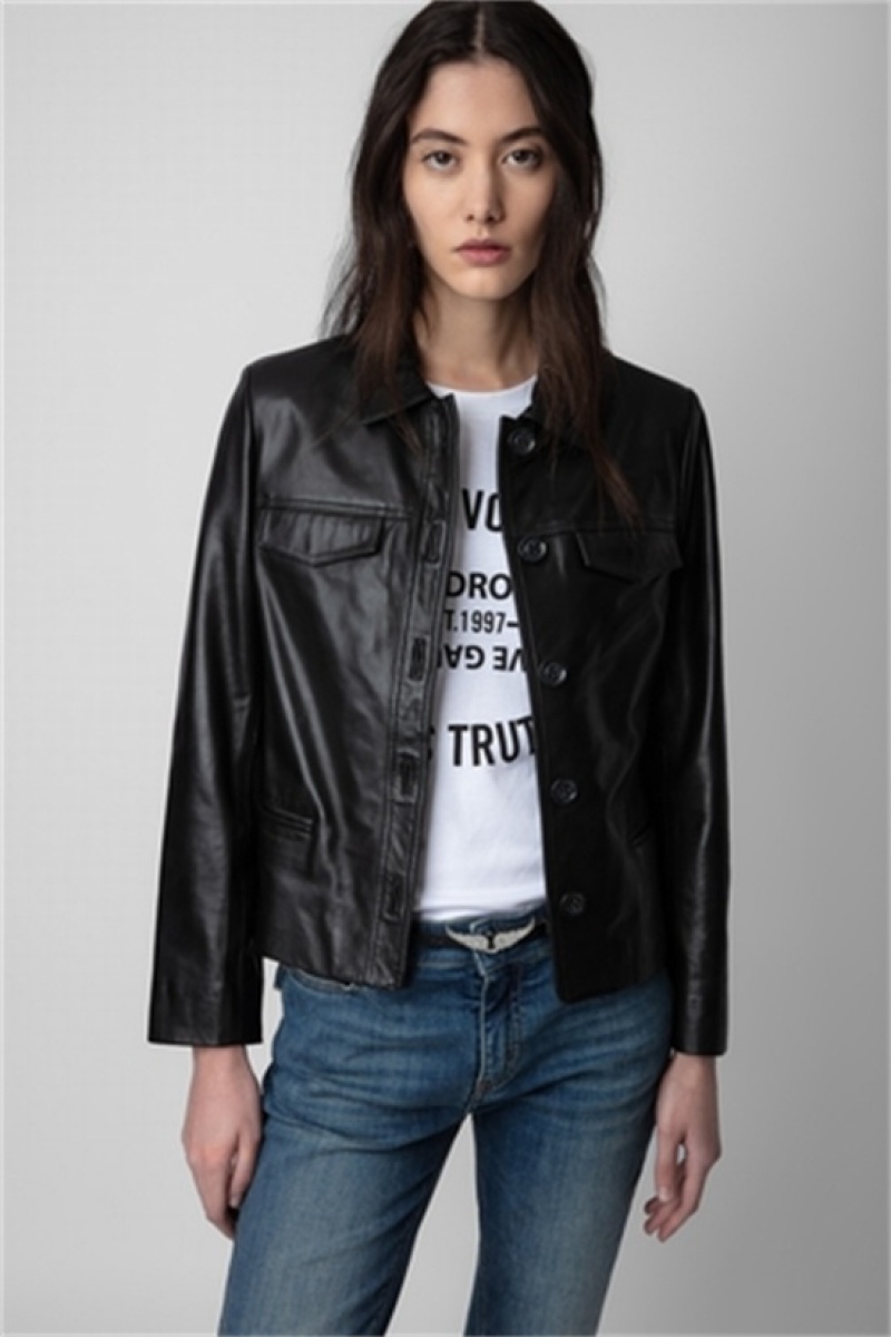 Zadig And Voltaire Liam Leather Jacket Black || Sold Out | ZV-256421