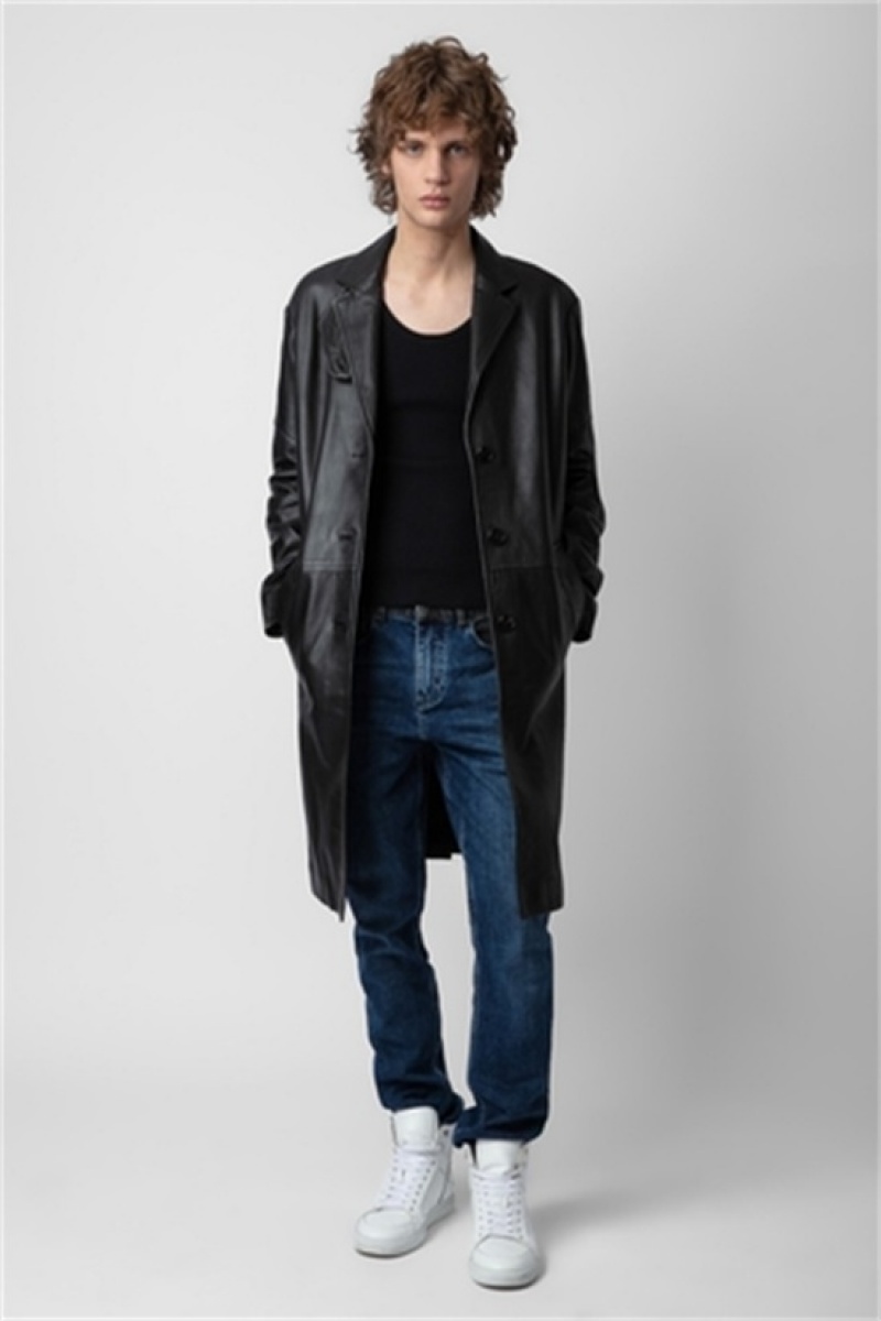 Zadig And Voltaire Macari Leather Coat Black | ZV-256413