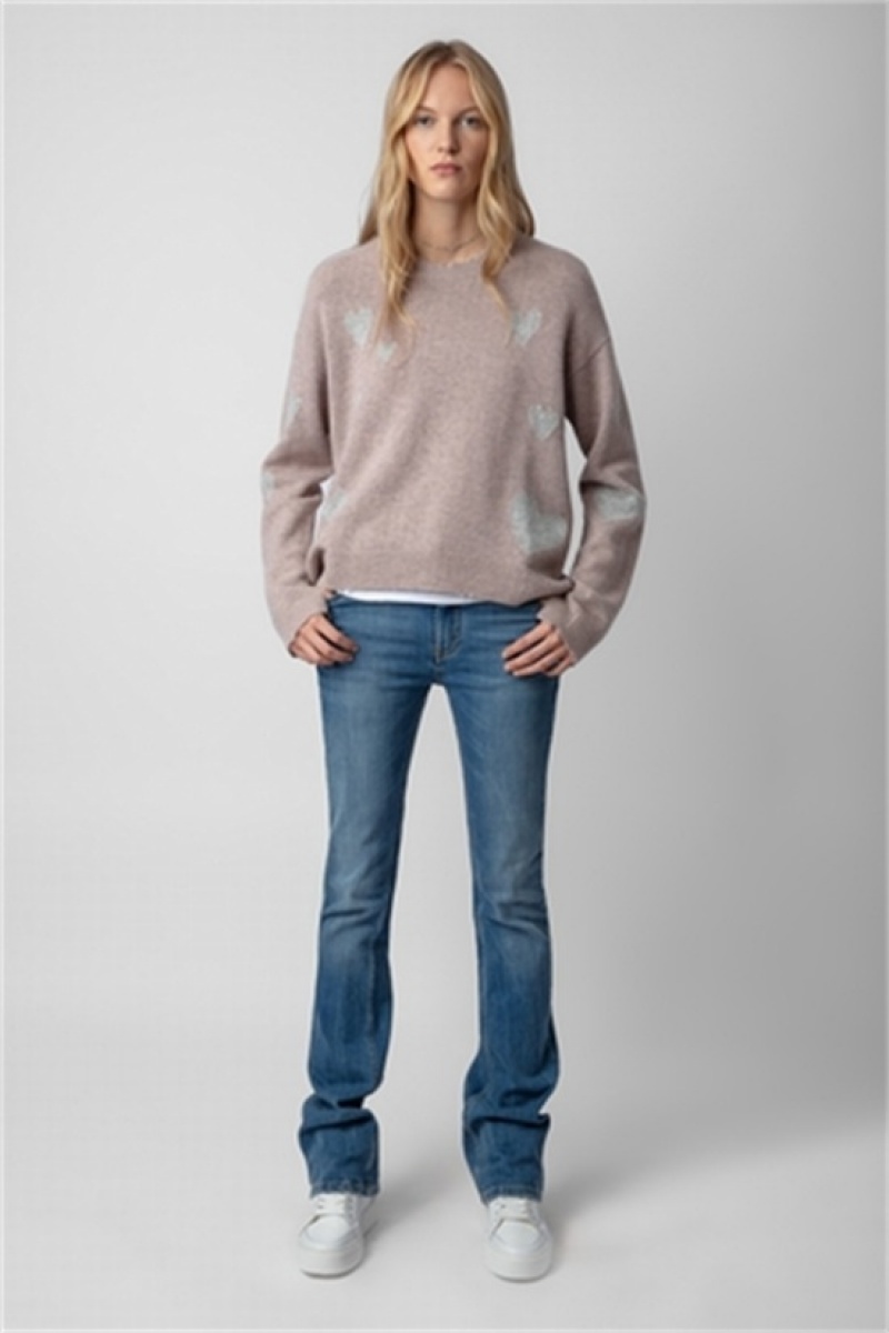 Zadig And Voltaire Markus Heart Cashmere Sweater Primerose | ZV-256451