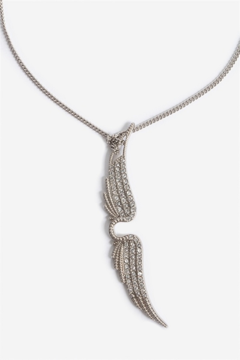 Zadig And Voltaire Mila Grande Necklace Shiny Silver | ZV-255889