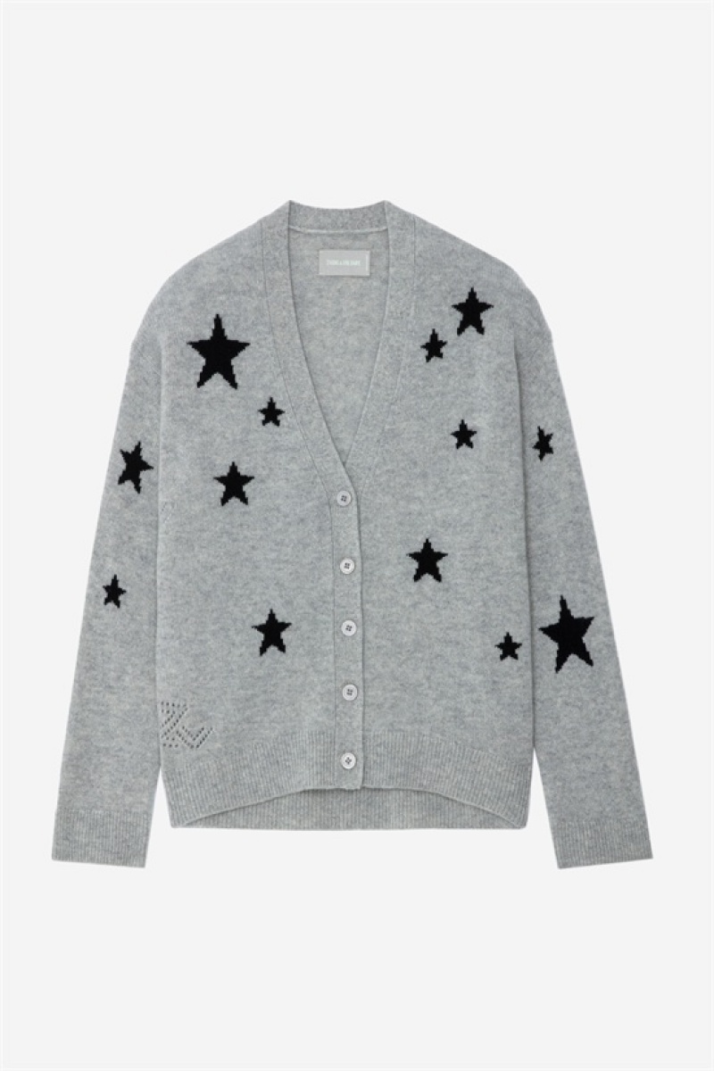 Zadig And Voltaire Mirka Stars Cardigan Heather Grey | ZV-256462