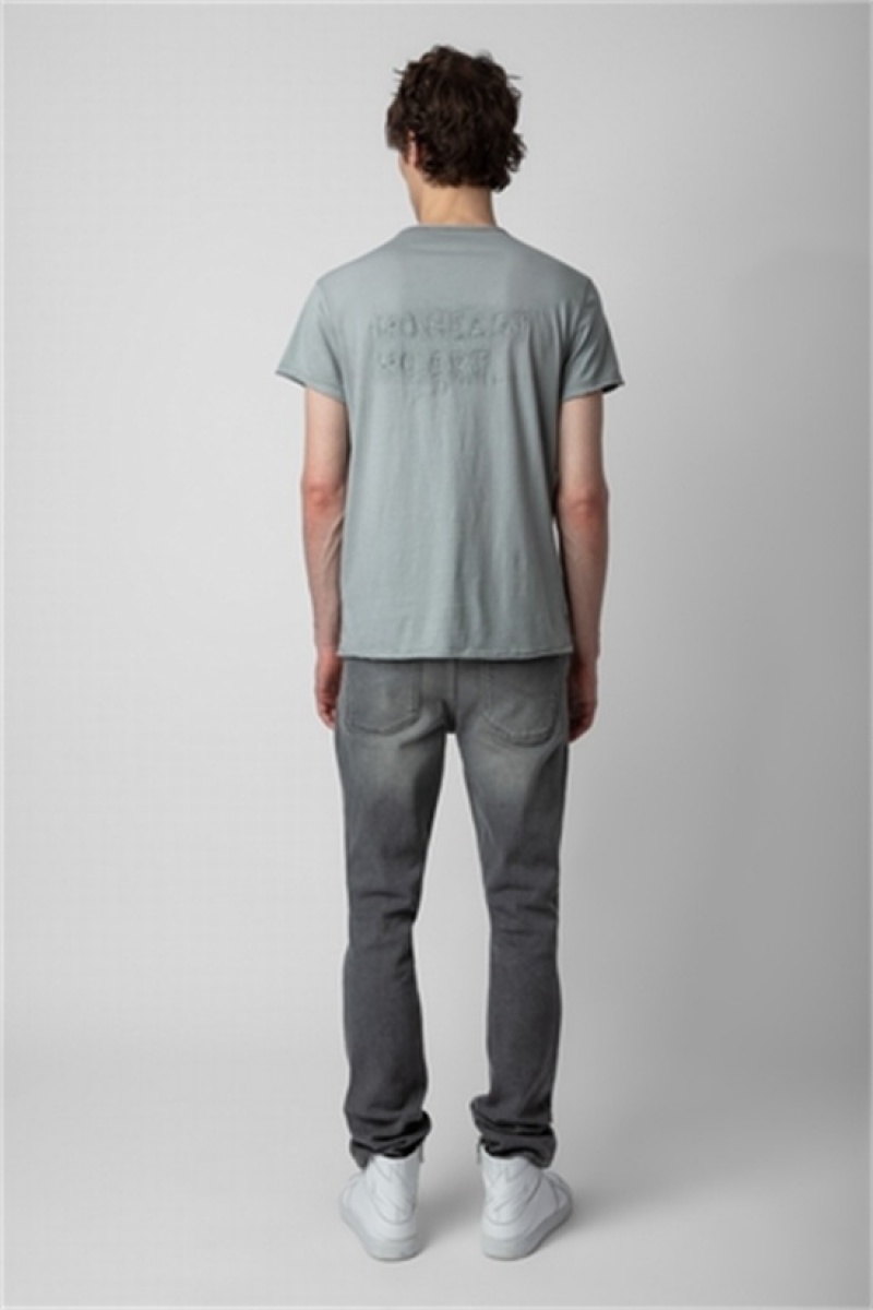 Zadig And Voltaire Monastir Henley T-shirt Oyster | ZV-255681