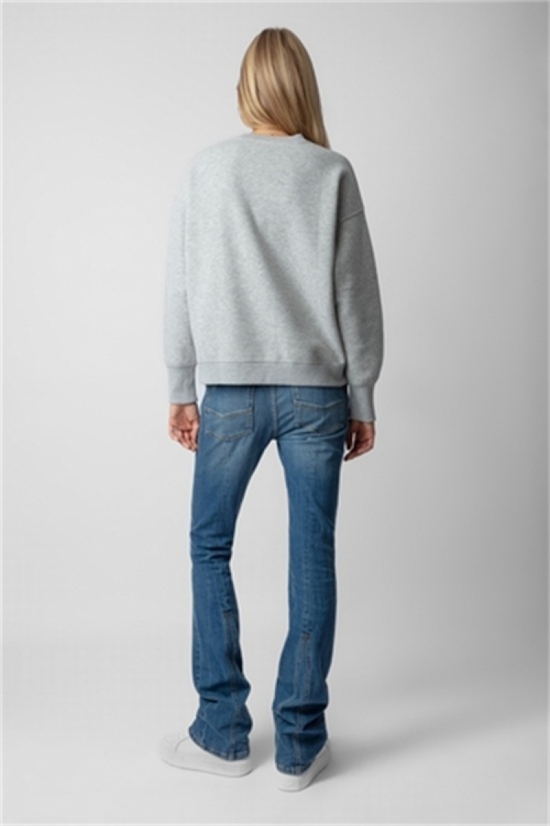 Zadig And Voltaire Oscar Je T'aime Sweatshirt Gris Chine Clair | ZV-256252