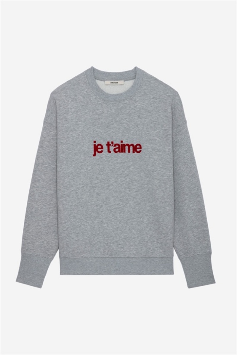 Zadig And Voltaire Oscar Je T\'aime Sweatshirt Gris Chine Clair | ZV-256252