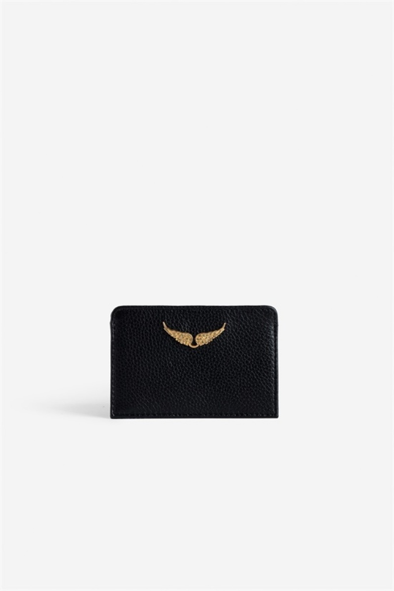 Zadig And Voltaire Pass Card Holder Black Gold | ZV-255943