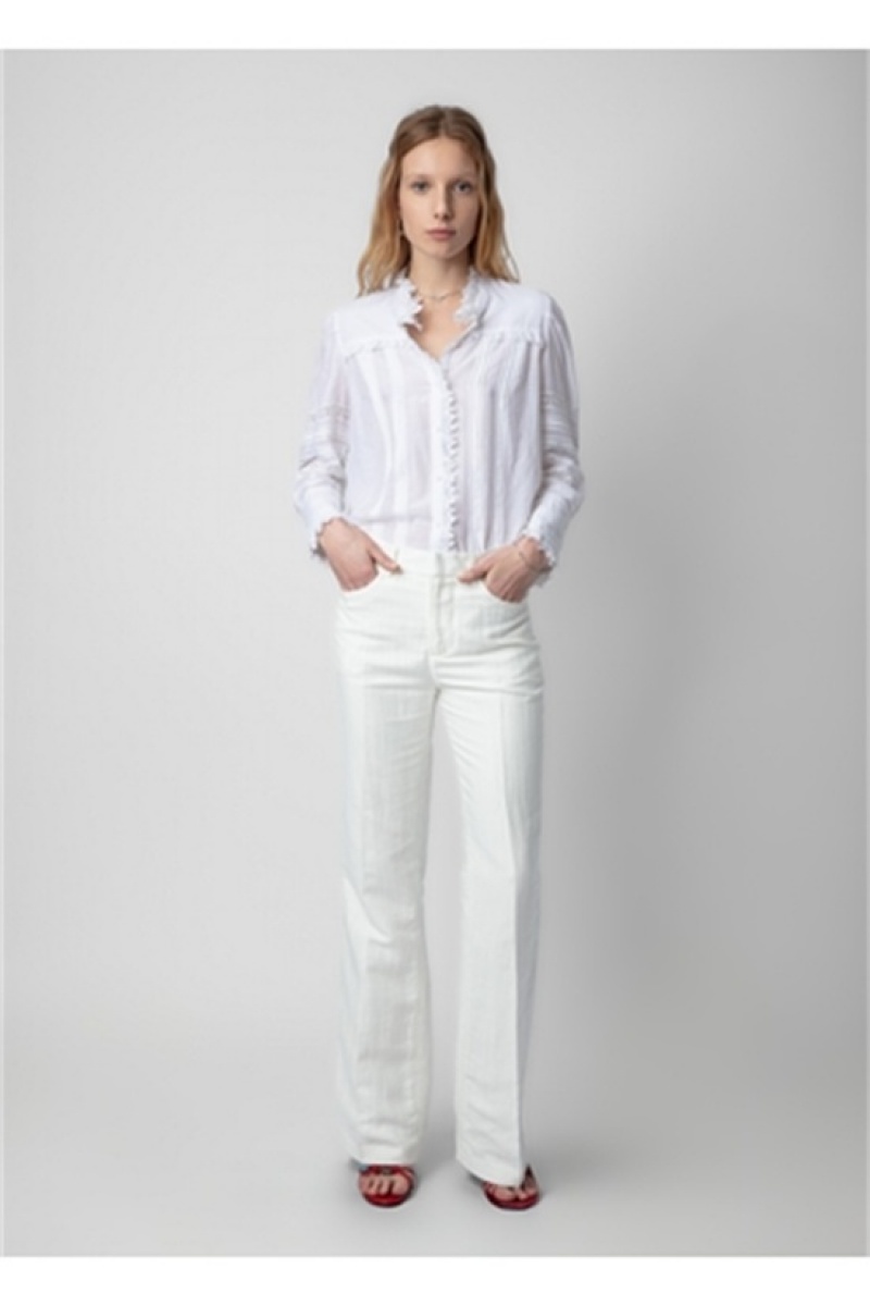 Zadig And Voltaire Pistol Linen Pants White | ZV-256235