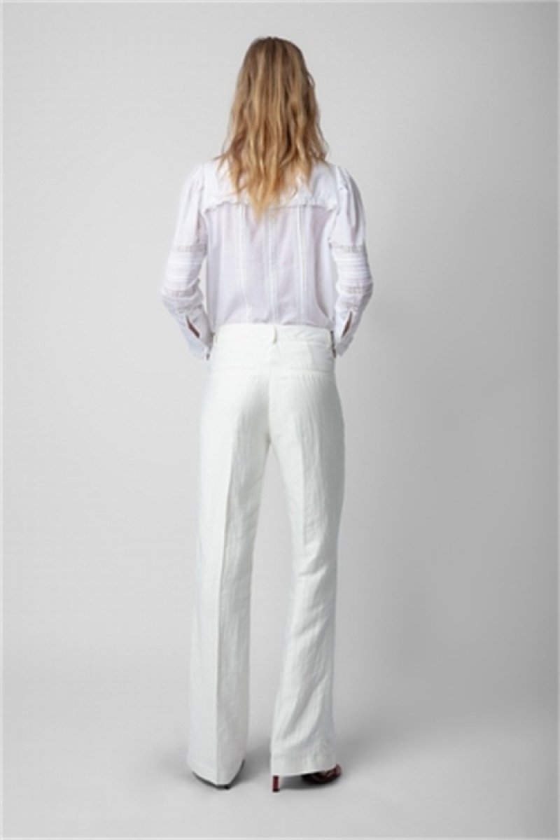 Zadig And Voltaire Pistol Linen Pants White | ZV-256235