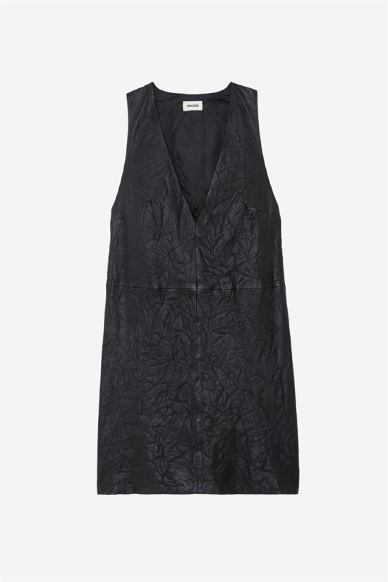 Zadig And Voltaire Rasha Leather Dress Black | ZV-256384