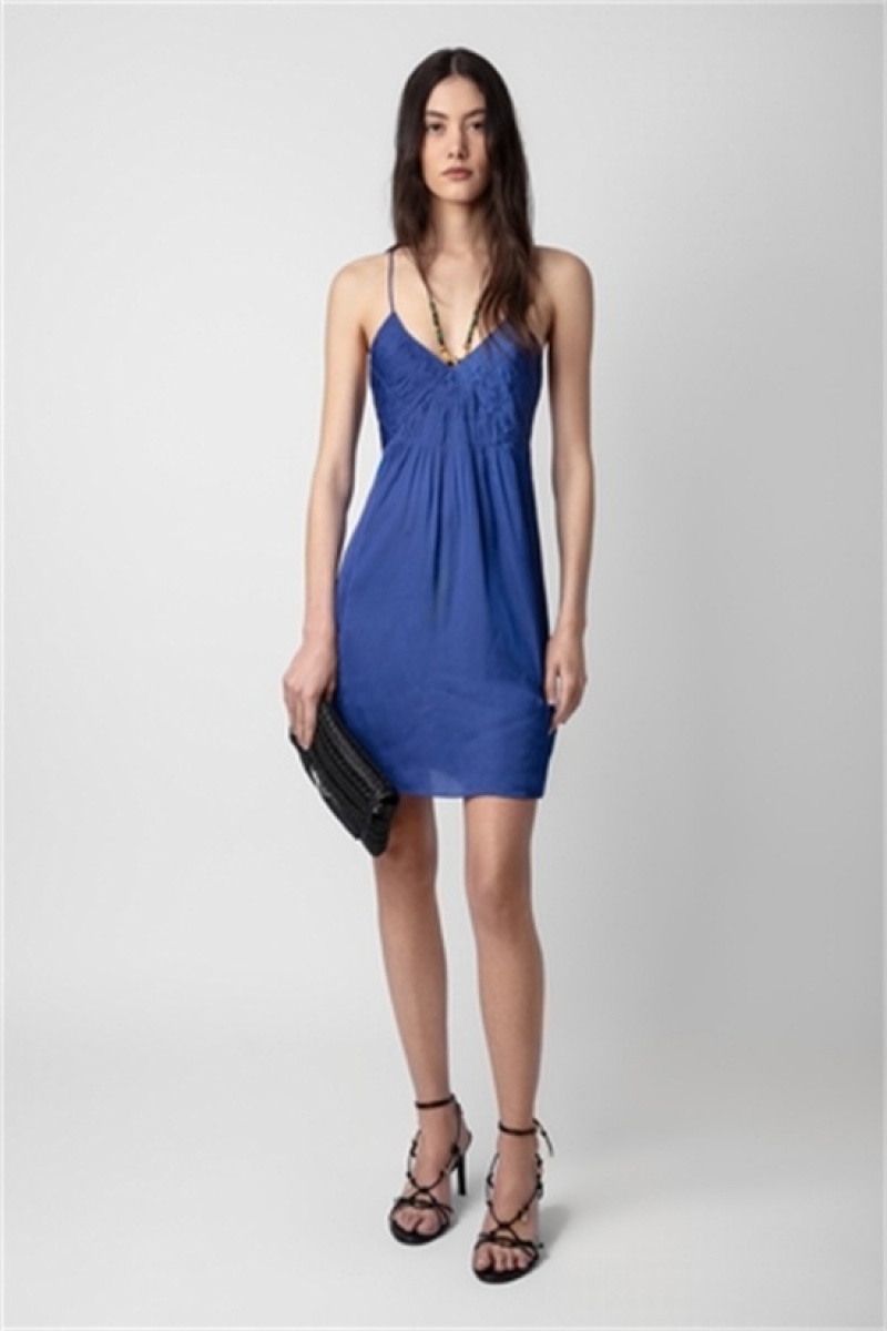 Zadig And Voltaire Rayonna Satin Dress Deep Sea | ZV-256361