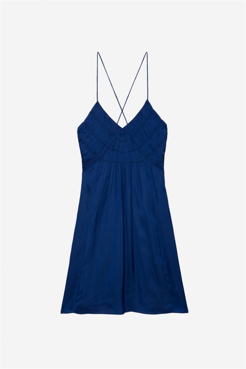 Zadig And Voltaire Rayonna Satin Dress Deep Sea | ZV-256361