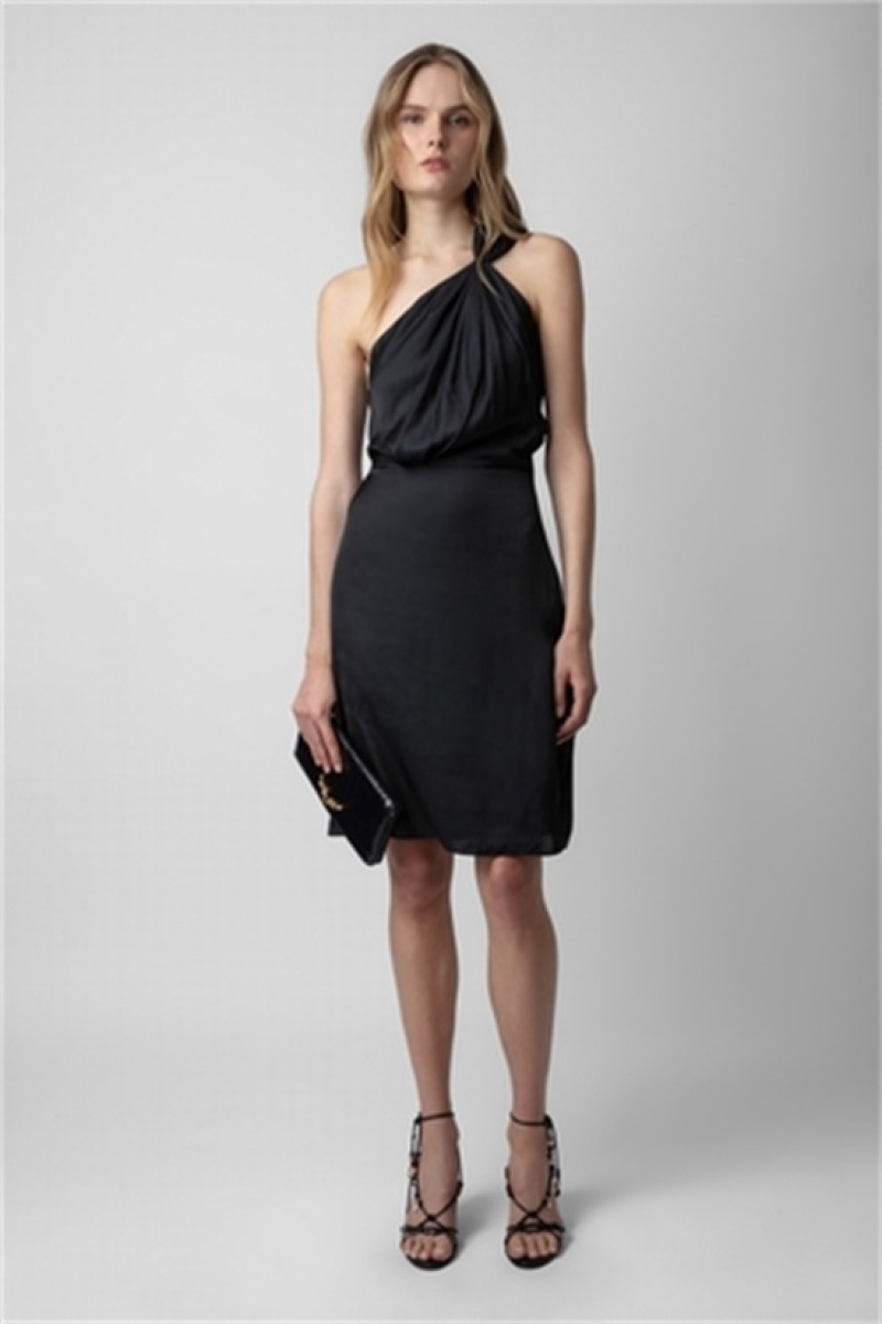 Zadig And Voltaire Razal Satin Dress Black | ZV-256369