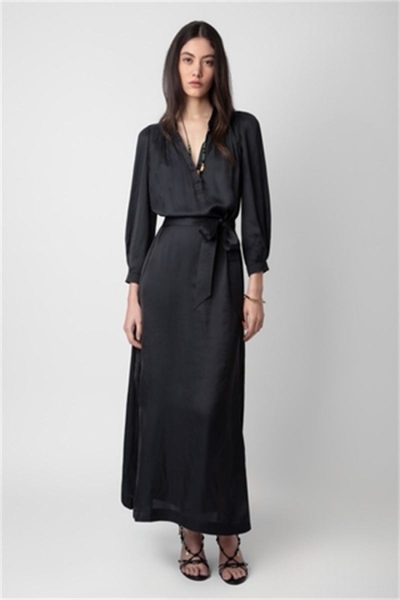 Zadig And Voltaire Ritchil Satin Dress Black | ZV-256397