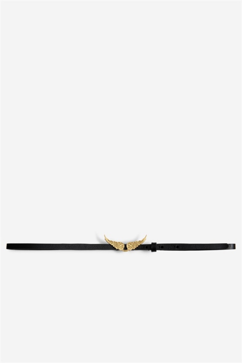 Zadig And Voltaire Rock Belt Black Gold | ZV-255842