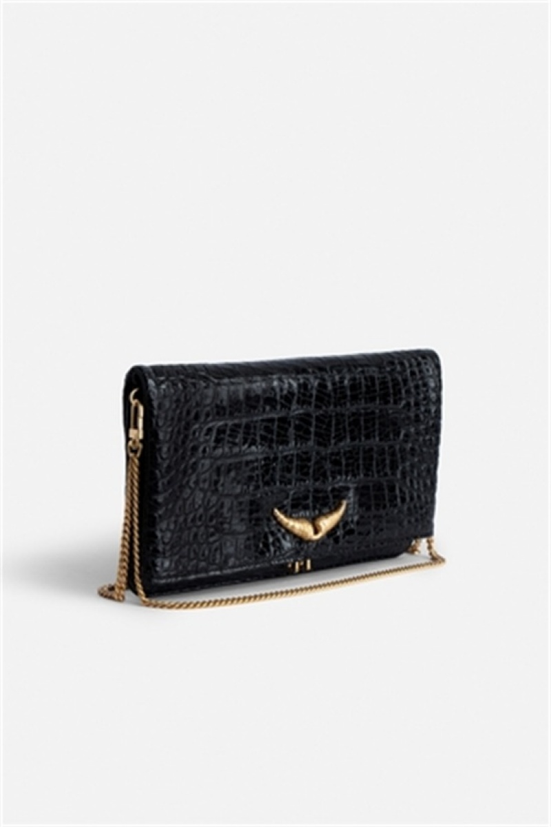 Zadig And Voltaire Rock Embrossed Bag Black | ZV-256194