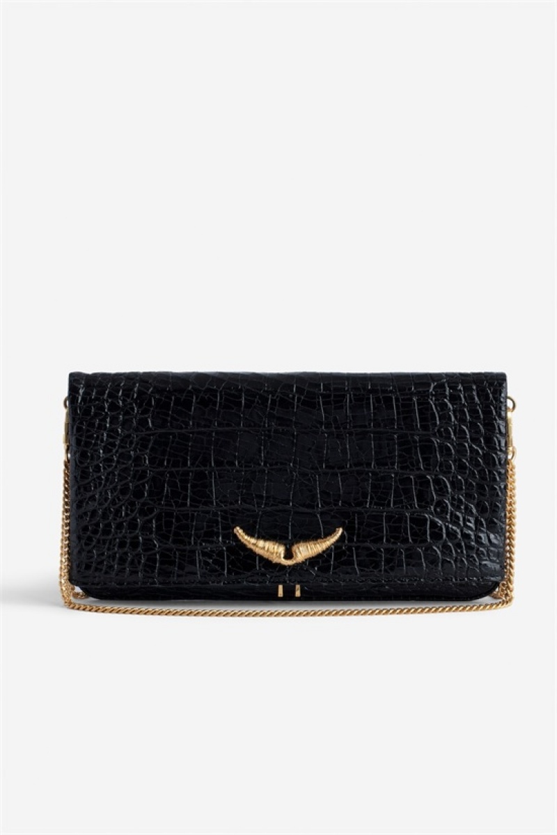 Zadig And Voltaire Rock Embrossed Bag Black | ZV-256194