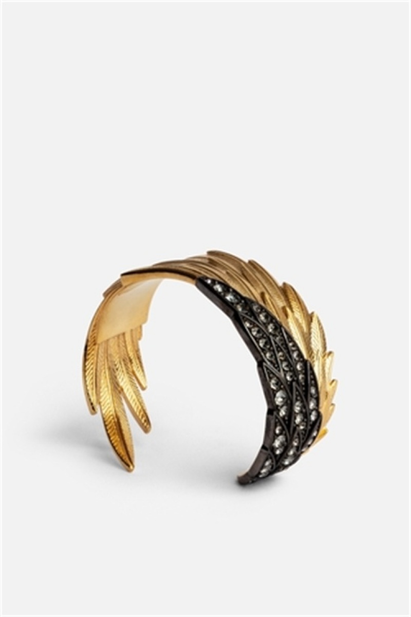 Zadig And Voltaire Rock Feather Bracelet Old Gold | ZV-255873