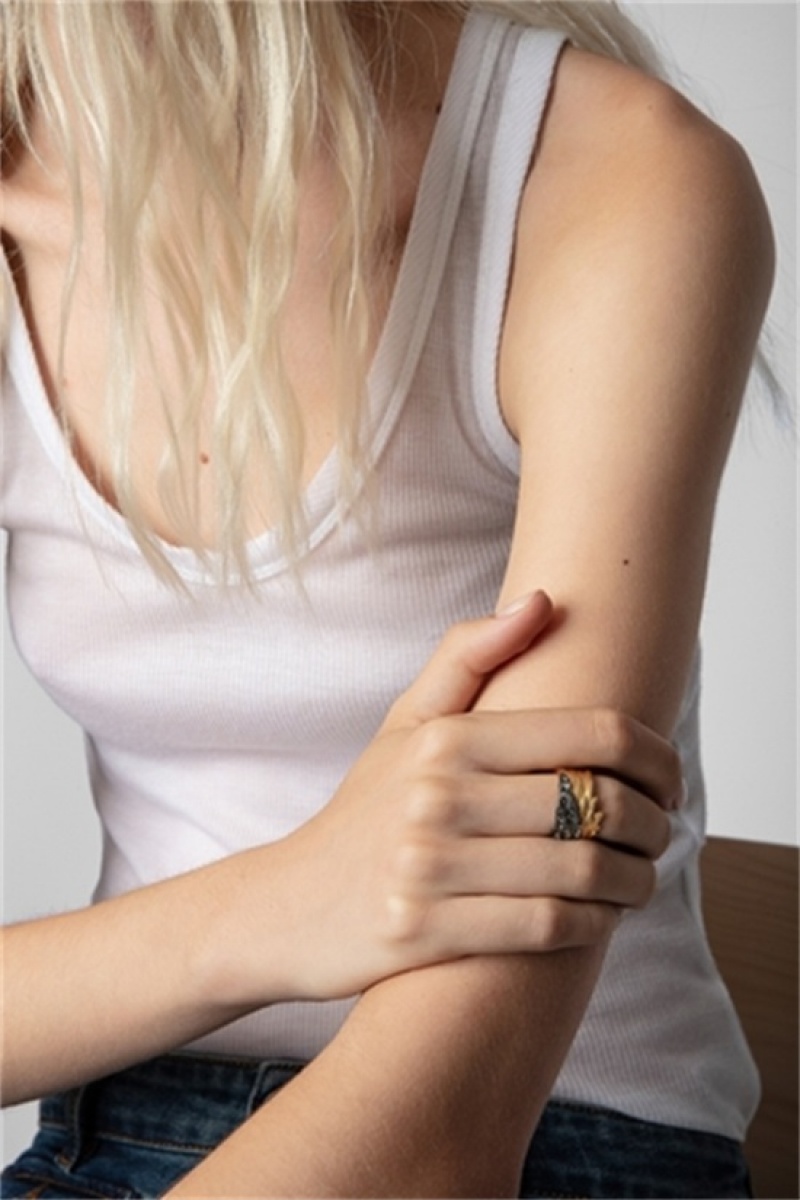 Zadig And Voltaire Rock Feather Ring Old Gold | ZV-255877