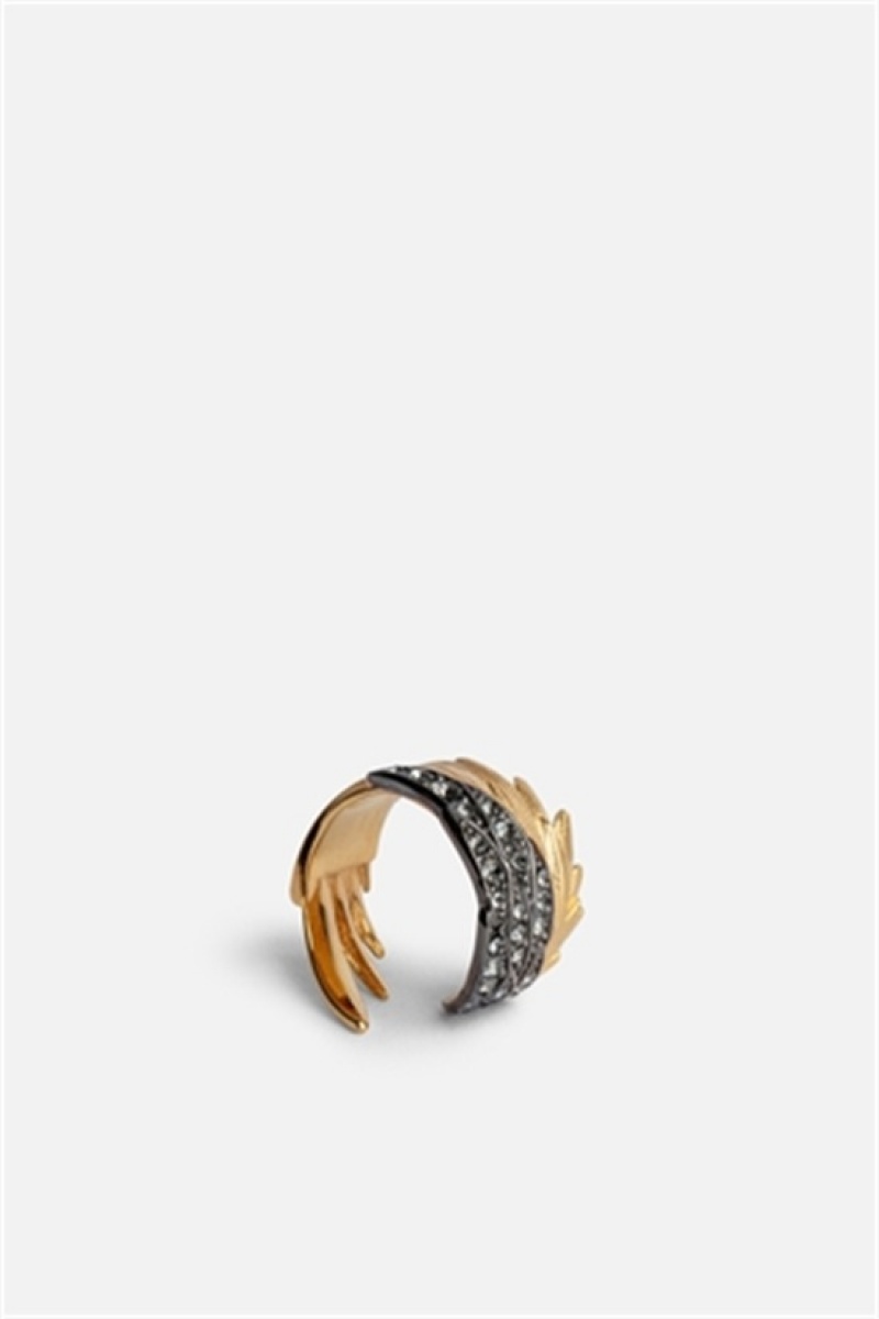 Zadig And Voltaire Rock Feather Ring Old Gold | ZV-255877