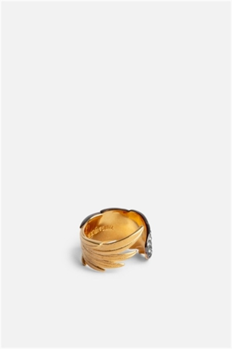 Zadig And Voltaire Rock Feather Ring Old Gold | ZV-255877