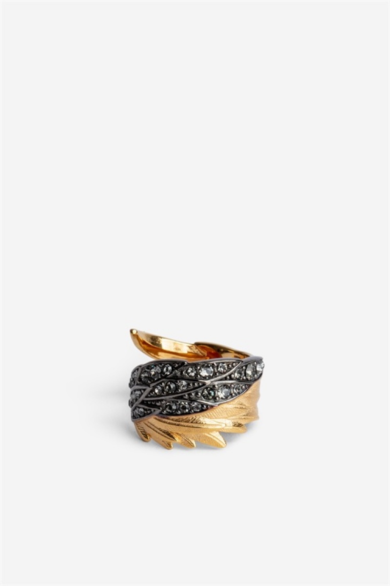 Zadig And Voltaire Rock Feather Ring Old Gold | ZV-255877