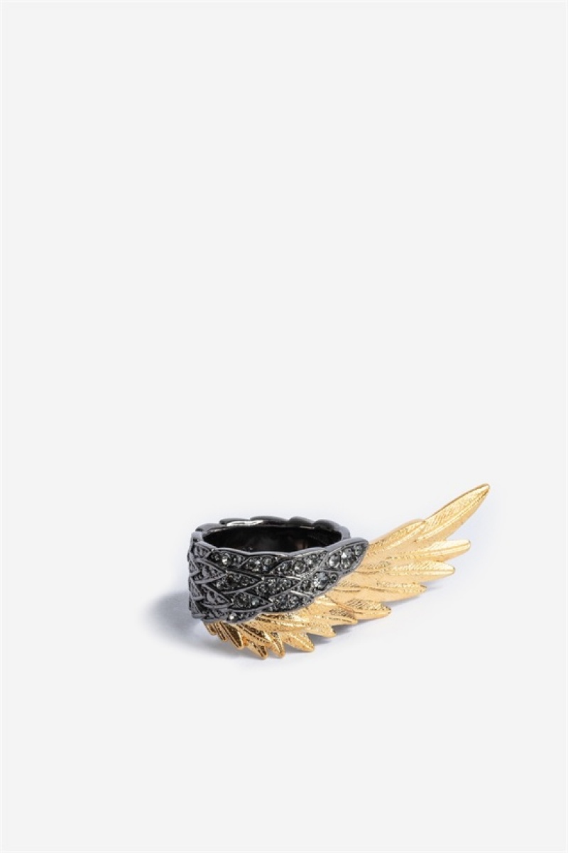 Zadig And Voltaire Rock Feather Spread Wings Ring Old Gold | ZV-255876