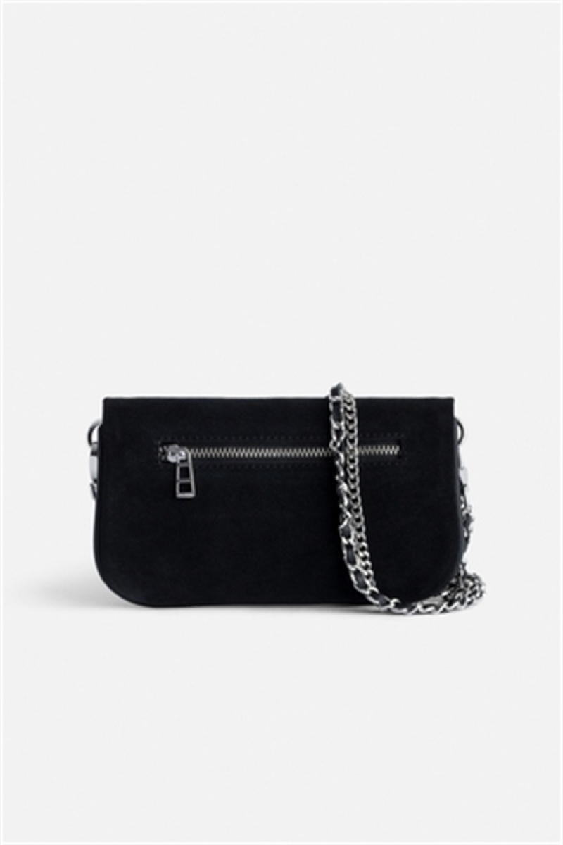 Zadig And Voltaire Rock Nano Suede Bag Black | ZV-256196