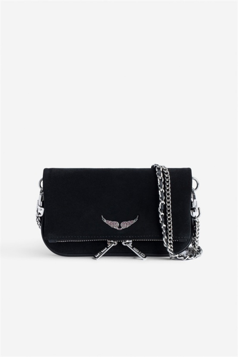 Zadig And Voltaire Rock Nano Suede Bag Black | ZV-256196