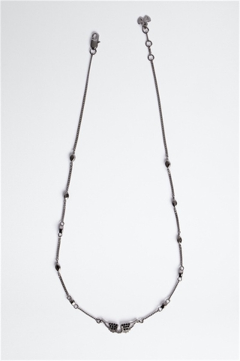 Zadig And Voltaire Rock Necklace Shiny Gun | ZV-255900