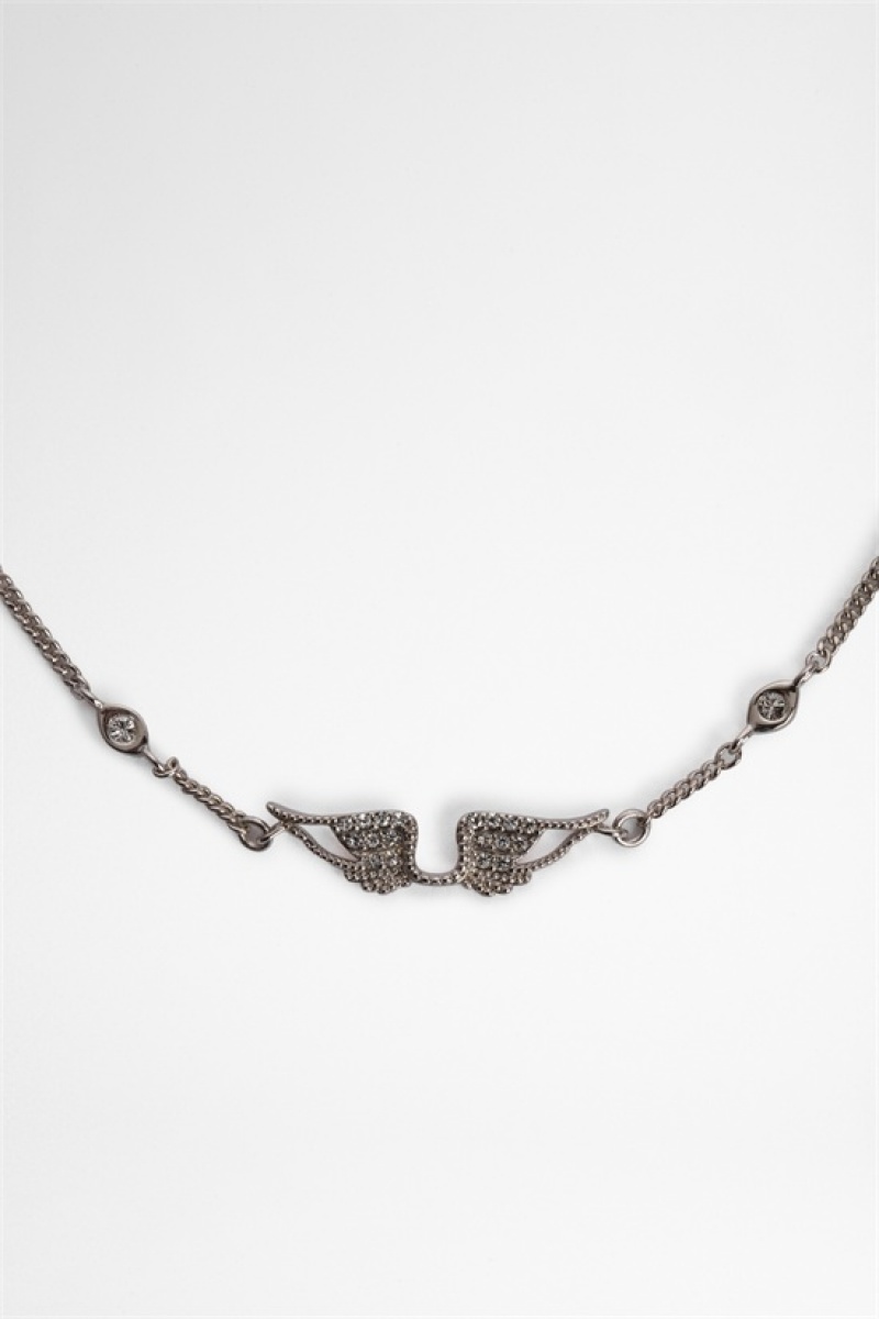 Zadig And Voltaire Rock Necklace Shiny Gun | ZV-255900