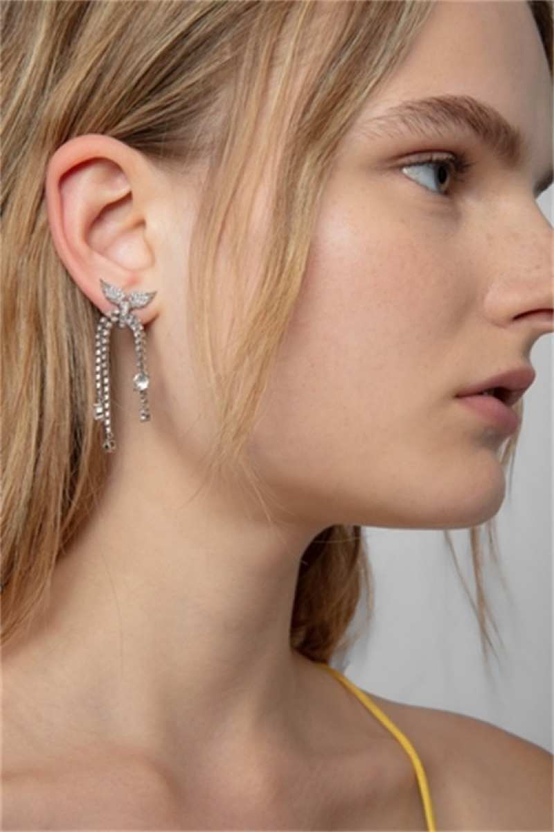 Zadig And Voltaire Rock Node Earrings Shiny Silver | ZV-255857