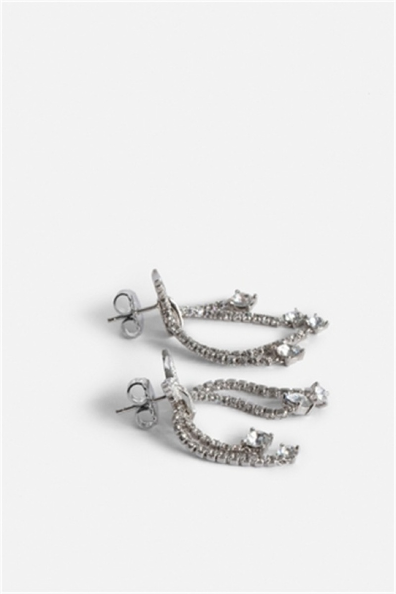 Zadig And Voltaire Rock Node Earrings Shiny Silver | ZV-255857