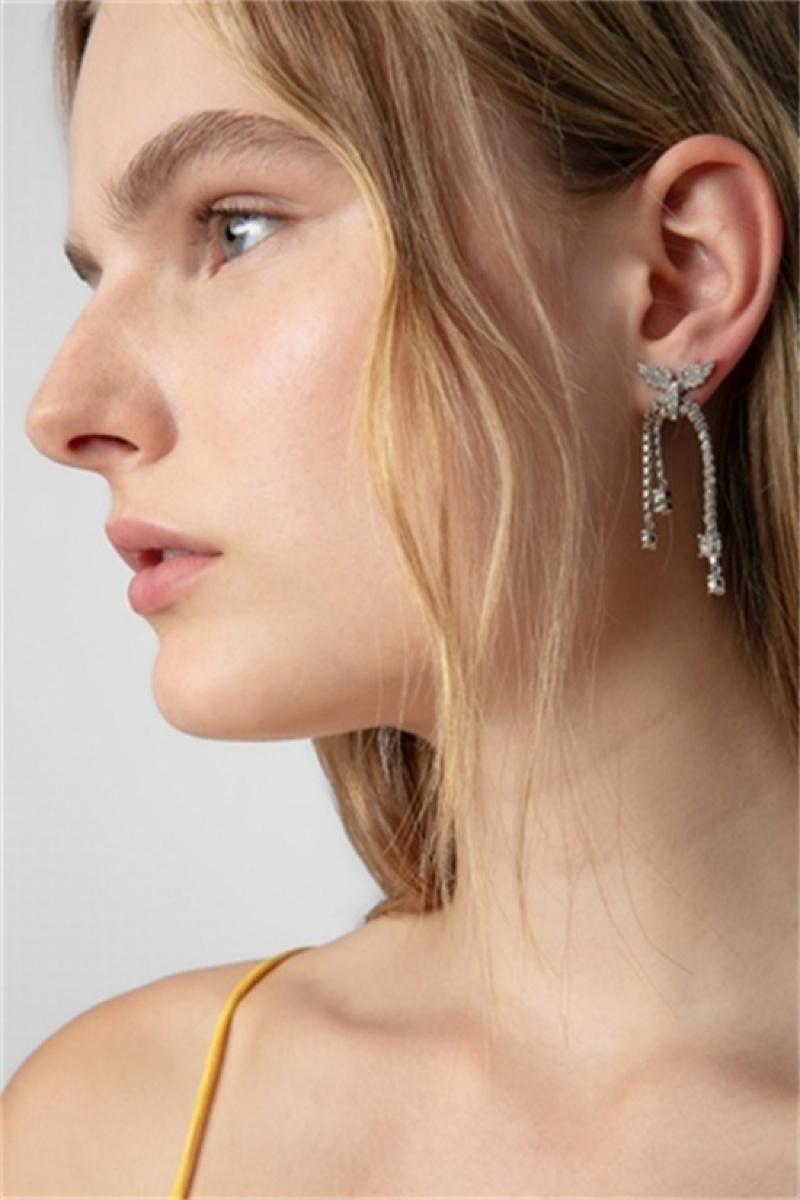 Zadig And Voltaire Rock Node Earrings Shiny Silver | ZV-255857