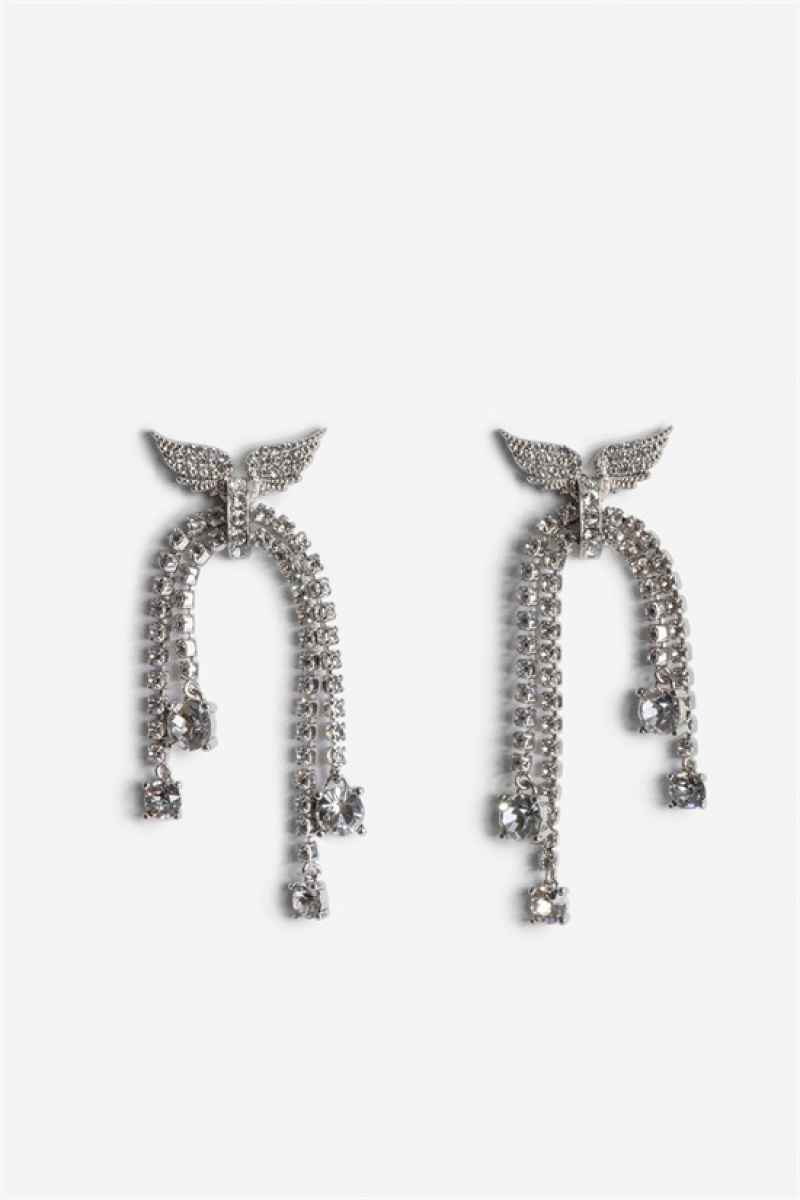 Zadig And Voltaire Rock Node Earrings Shiny Silver | ZV-255857