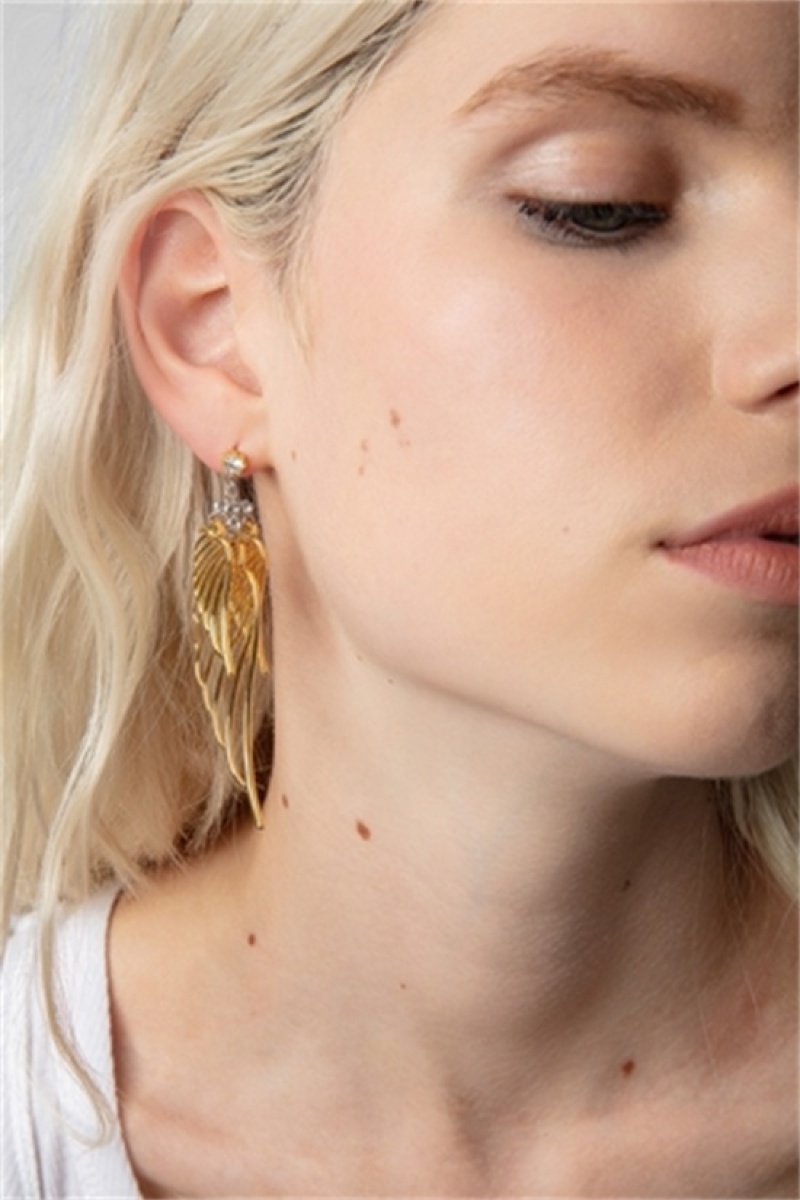 Zadig And Voltaire Rock Oversized Single Earring Shiny Gold | ZV-255887