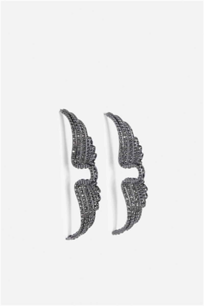 Zadig And Voltaire Rock Piercing Earrings Shiny Gun | ZV-255891