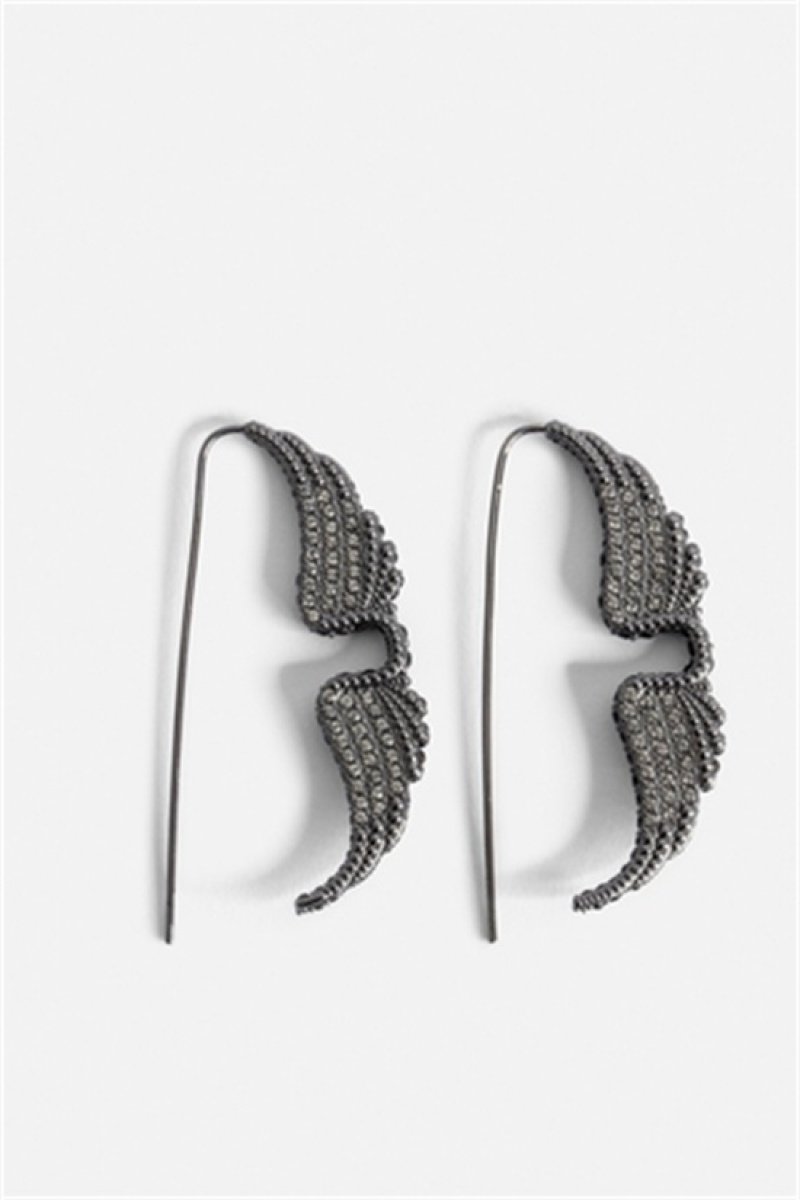 Zadig And Voltaire Rock Piercing Earrings Shiny Gun | ZV-255891