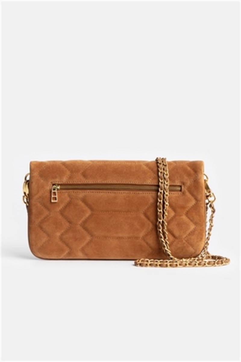 Zadig And Voltaire Rock Quilted Suede Bag Heritage | ZV-256161